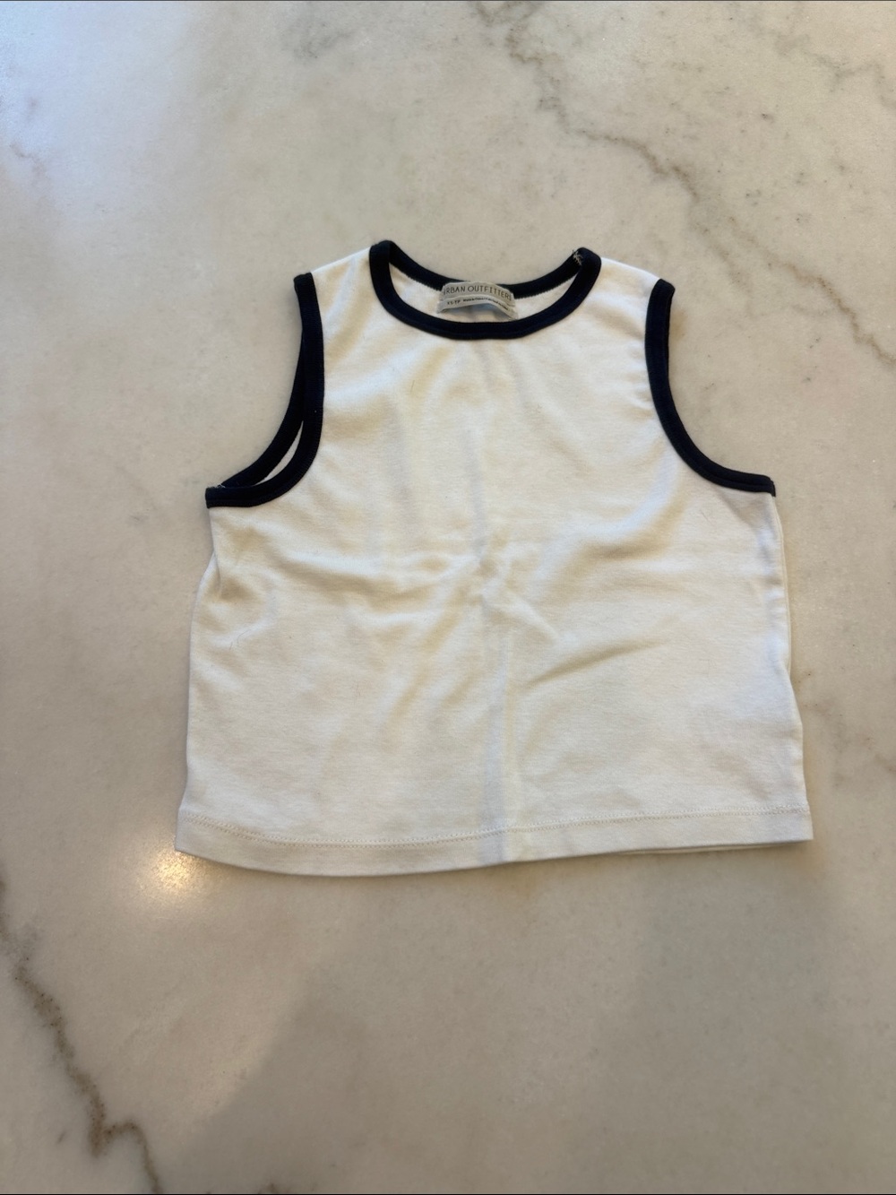 Urban Outfitters White Tank Top with Navy Trim